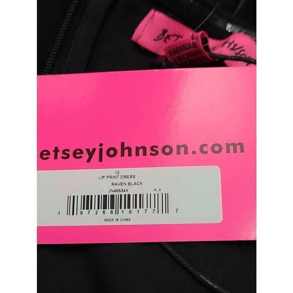 💋 BETSEY JOHNSON Lip Print Tiered Sweetheart Black Dress SIZES 12 NWT - Picture 12 of 13